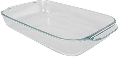 Pyrex 232 Basics Square Glass Baking Dish, 2-Quart (13inx7.75inx2.5in) Clear Glass Oven Bakeware – Perfect for Sweet Rolls, Brownies, Cakes and so much More - Made in the USA