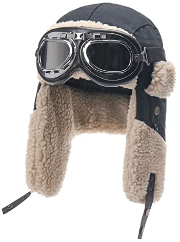 ZMNKH Winter Fliegermütze Trappermütze für Herren,Winddicht Warm Wintermütze mit Ohrenklappen Männer Bombermütze,Aviatormütze für Snowboarden Skaten Radfahren