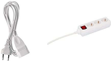 EMOS P01303 Verlängerungskabel 3m mit Euro-Stecker und Kupplung, 575 W, 250 V & UNITEC Steckdosenleiste 3-Fach mit beleuchtetem EIN- und Ausschalter, erhöhter Berührungsschutz, Schutzart IP20, weiß
