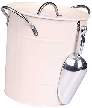 misppro Seau à champagne, seau à boissons en métal pour contenir de la bière, du vin, du champagne ou toute autre boisson, seau à vin glacé de style vintage – Beige