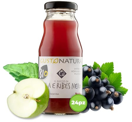 Succo di mela e ribes nero BIO 24 x 200 ml – senza zuccheri aggiunti – frutti raccolti a mano – Trentino‑Alto Adige – Gustonatura