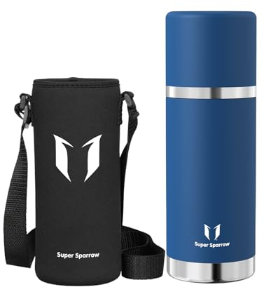 Super Sparrow Trinkflasche Edelstahl - Thermoskanne 500ml/750ml/1000ml - BPA-Frei Thermosflasche - Isolierflasche Auslaufsicherer Deckel Fungiert als Trinkbecher