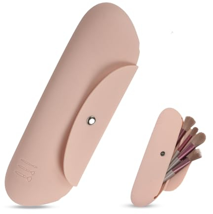 Lollanda Pinsel Kosmetiktasche, Tragbarer Silikon Pinselhalter Kosmetik, Reise Makeup Pnselhalter Silikon, Silikon Makeup Pinsel Hlter (Khaki)