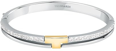 Trussardi T-Logo Bracciale Donna in Acciaio, Zirconi - TJAXC20