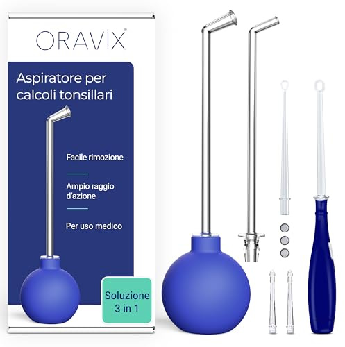 Oravix Extractor de Tonsilolitos por Succión, Limpiador de Amígdalas, 3 in 1 Kit Extracción Tonsilolitos para Limpieza de Amígdalas, Kit Eliminación Piedras Amigdalas