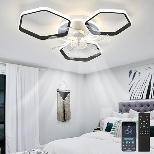 TuoyuanW Bedroom Ceiling Fan Light with Remote Control Dimmable Memory Function Ceiling Fans with Lamps DC Silent Reversible 6 Speed Lounge Ceiling Light Fan Timer Modern LED Living Room