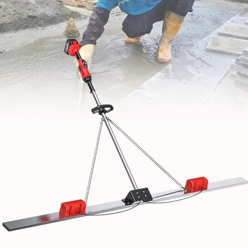 Herramienta de vibración de regla eléctrica para procesamiento de concreto, sistemas de nivelación de superficies de concreto con batería de 6000MA, vibrador de concreto eléctrico,1.8M-2Battery