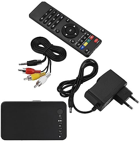 Lecteur Multimédia HD 1080P avec Télécommande IR, Lecteur Vidéo Prenant en Charge la Haute Définition MultiRM RMVB, H.264, clé USB de Petite Taille, pour Une Belle (Prise UE