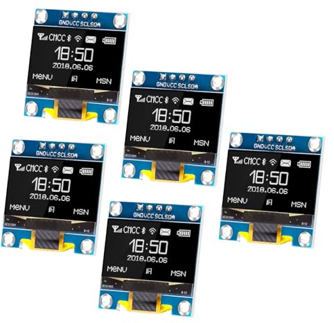 APKLVSR 5PCS 0,96 Zoll OLED Display Modul 128 x 64 Pixel I2C Display Anzeigemodul mit I2C IIC Serielle Selbstleuchtende Kompatibel mit Arduino RPI (Weiß)