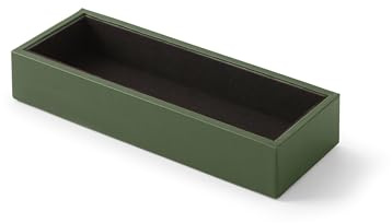 Eglooh - Minerva - Schreibtisch Stiftablage Leder Grün - Rechteckiges Design und handgefertigte Ausführungen - cm 20 x 7,5 x H.3,5 - Vollständig in Italien hergestellt