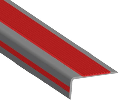 Treppenkantenprofil selbstklebend 50x25mm, L Winkelprofil Treppenkantenprofil, PVC Kunststoff Treppen-Kantenschutz, Treppe Kantenband(Grey~red,130cm)