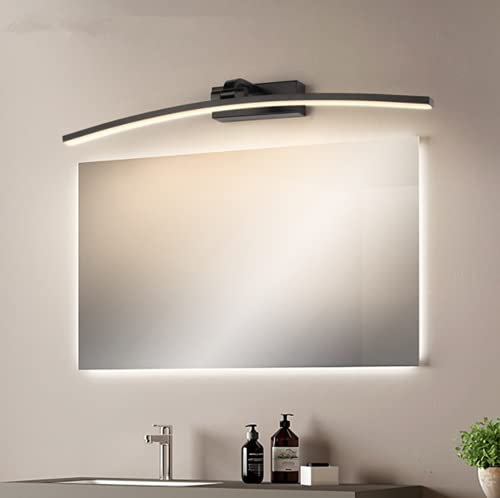 SSNCcNC LED Spiegellampe Spiegelleuchte 12W Modern Schwarz Badleuchte Badlampe Wasserdicht Warmes Weißes Licht 3000K Wandleuchte Bilderleuchte Make Up Spiegel Licht L:60CM