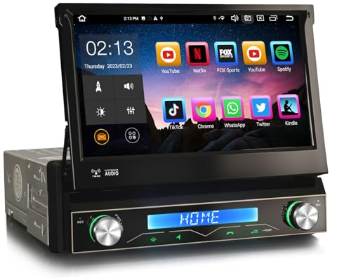 Erisin Universal 1 DIN 7 Pulgadas 8 núcleos 2GB+32GB Android 13 Radio Coche Bluetooth GPS Navegador Soporte CarPlay inalámbrico Android Auto DSP WiFi Dab+ RDS FM OBD2 TPMS Pantalla Táctil IPS DVR