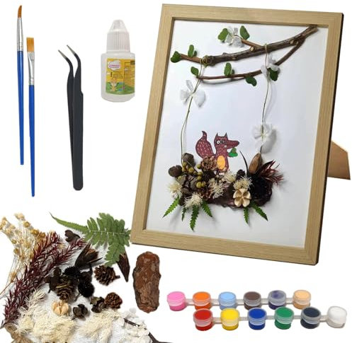 Cadre Photo 3D Profond 22 x 27 cm, Boîte D'Ombre avec des Fleurs sèches pour Les Loisirs créatifs & comme Cadeau