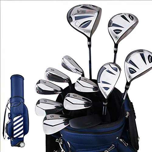 Ensemble complet de golf pour hommes, ensemble complet de clubs de golf pour débutants, sac de balles de golf standard, golf pour hommes droitier, manche en carbone, paquet de 12 avec sac de chariot