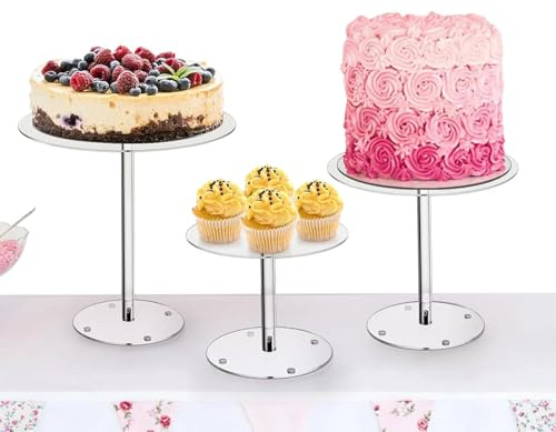 Supporto per torta nuziale, trasparente, 3 pezzi, in acrilico, per dolci, biscotti, frutta