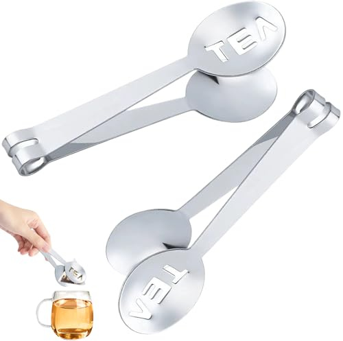 2Pcs Tea Bag Squeezer Made of Food Stainless Steel Teabag Squeezer Tool Durable and Rust Free Dishwasher Safe not Easy to Bend Stainless Steel Tea Bag Squeezer Used as a Clip a Tea Bag Strainer