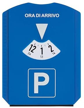 ONE SHOP di Bracalente Piero Disco horario europeo para aparcamiento Maxi Auto Camión Camper bicolor frente azul retro blanco 12 x 15 cm con cuarto de hora multifunción (multifunción)