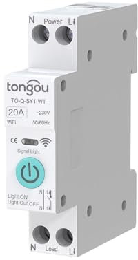 DIY 1P+N Smart Wi-Fi Switch, WiFi Smart Circuit Breaker Switch 1P 6A 10A 16A 20A 25A 32A 40A 50A 63A Interrupteur sans fil à télécommande pour maison intelligente (20A Sans compteur)