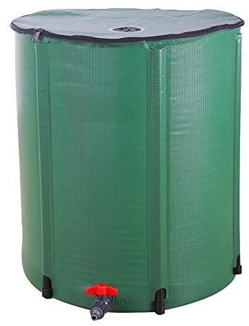 Kit di Raccolta dell'Acqua piovana per Giardino, salvaspazio, barile per Acqua piovana Portatile da 50 galloni con Coperchio con Cerniera, Rubinetto di Scarico e Sistema di filtraggio, ciste