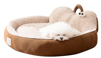 Galatée Cuscino Rotondo a Forma Di Ciambella Per Gatti, Cuccia Per Cani Di Lusso Lavabile, Divano Soffice Per Cani, Nido Per Animali Domestici Con Fondo Antiscivolo(XL, Marrone)
