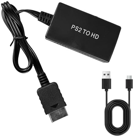 XWGKLN Adaptateur HDMI pour PlayStation 2 : convertisseur PS1/PS2 vers HDMI avec commutateur 720p/1080p