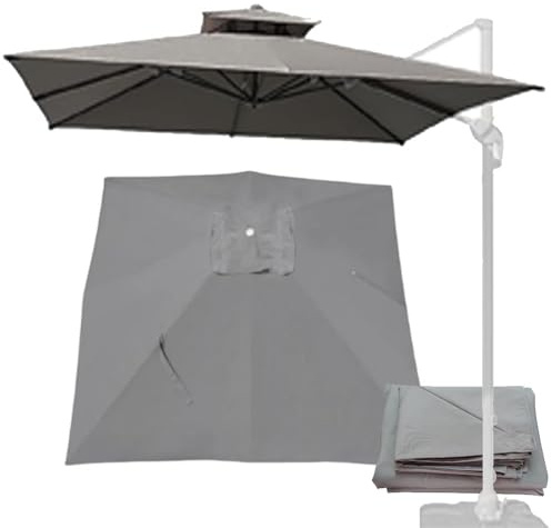 Copertura di ricambio per ombrellone da giardino, 300 x 300 cm, quadrata, a sbalzo, in tessuto, doppia parte superiore, per patio, balcone, piscina, resistente, protezione color sabbia