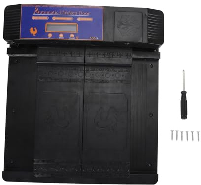 Abridor automático de Puerta para gallinero con Temporizador, Puerta Inteligente para gallinero, diseño de Doble Apertura con Pantalla LED y Alerta de batería Baja, Material