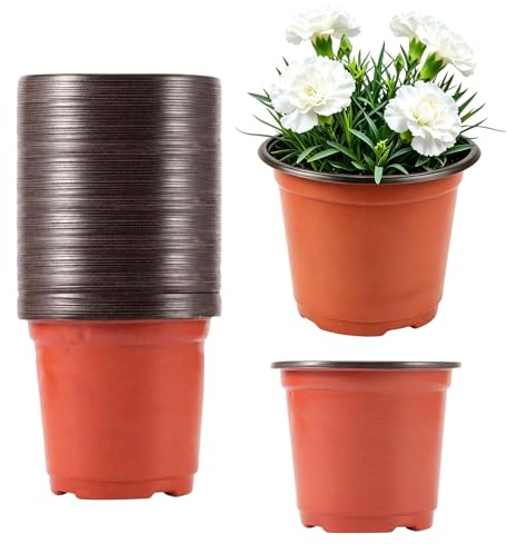 Veebmys 100 Pièces Pots en Plastique 10 cm, Pots de Pépinière avec Trous de Drainage, Design Léger, Construction Durable pour Boutures, Herbes, Fleurs, Plantes d’Intérieur