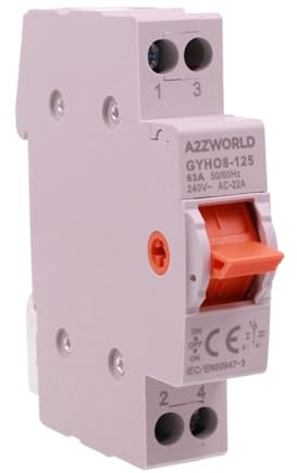 Conmutador de 3 posiciones 1-0-2, 1P unipolar 63 A 220 V, interruptor de conmutación modular de carril DIN, ATS manual para red principal y alimentación de reserva, IP20