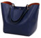 Valleycomfy Damen Tasche Einkaufstasche Pu Leder Handtasche Schultertasche (marineblau)