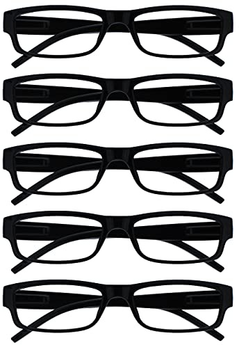 OPULIZE - The Reading Glasses Company Die Lesebrille Unternehmen Schwarz Wert 5er-Pack Leicht Herren Frauen RRRRR32-1 +1,50