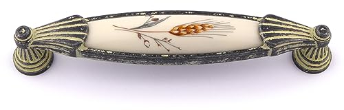 Landhausstil Möbelgriffe VENEZIA ÄHRE mit Porzellan-Inlay Avorio 25 x 26 x 146 - Qualität aus Europa seit 1998