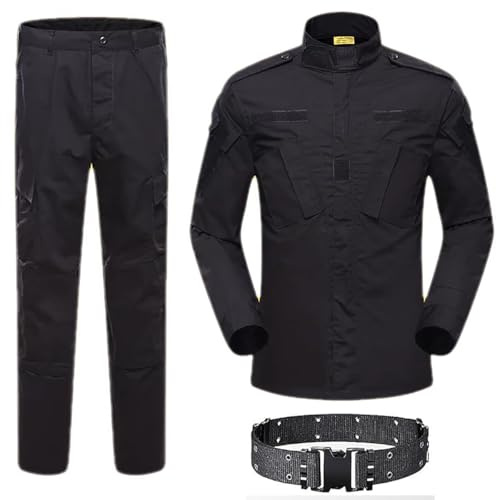 ATAIRSOFT Kampf Uniform Männer Taktische Armee Militär BDU Jacke Hemd & Hosen Anzug für Airsoft Paintball Jagdkriegsspiel (Schwarz,L)