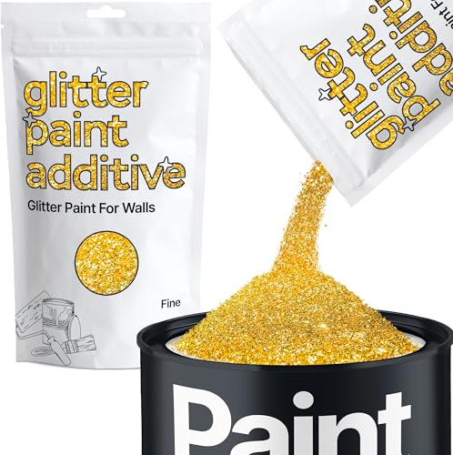 Hemway Gold Glitter Paint Additive Fine 100g for Adding Sparkle | for Paints & Varnish | Paint Walls Sparkly Add to Emulsion, Acrylic or Lacquer Indoor