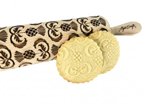 THISTLES Embossing Rolling Pin Laser engraved rolling pin with Thistle flowers Gift for mother friend