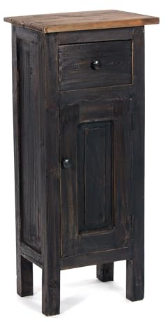 DESIGN DELIGHTS Holz FLURSCHRANK Plant 80 | 80x36x25cm (HxBxT), Mahagoni Recyclingholz | Shabby Chic Telefontisch | Farbe: 04 schwarz-Natur