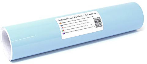 Finest Folia - Film autocollant pour traceur - 31 cm x 3 m - 105 couleurs - Mat/brillant - Film pour bricolage - Film pour meubles - Pour le traçage (172 bleu pastel, mat)