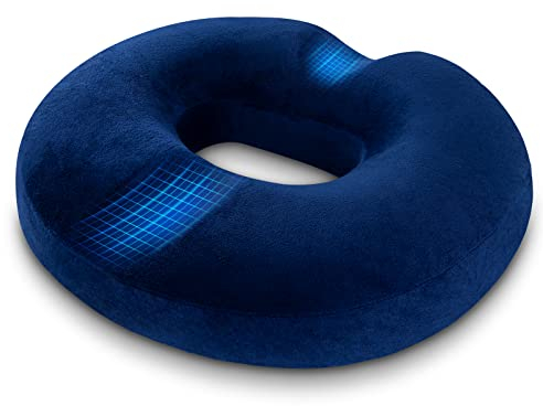 LITSPOT Cojín para Coxis Espuma para Hemorroides, Anillo Viscoelástica para el Alivio de Las Hemorroides y Cojín Oficina, Exterior, Azul