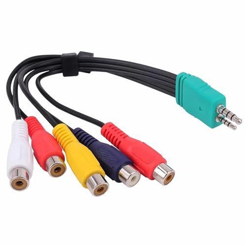 D52S Cinch Adapter Video Audio AV Kabel Ersatz für Samsung TV-Komponenten, passend für BN39-01154W, 3,5 mm und 2,5 mm Stecker auf 5 Cinch-Buchsen