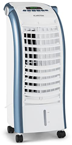 Klarstein Rafraichisseur d'Air 4 en 1, Climatiseur Portable, Humidificateur, Ventilateur, Ioniseur, Climatiseur Mobile Sans Évacuation, Pack Glacons, Réservoir 6L, 65W, Puissant Débit d'Air 444m³/h