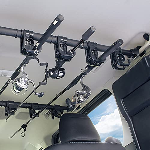 LITTLEMOLE Auto-Angelrutenhalter für 4 Ruten, verstellbar von 89,9 bis 144,8 cm, robuster Angelrutenhalter für Fahrzeuge, SUVs, Kombis und Transporter