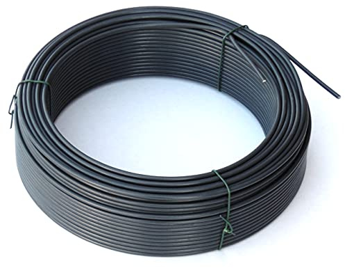 EXCOLO Spanndraht 55m Anthrazit RAL7016 Ø3,1mm verzinkt PVC-ummantelt|Zaundraht wetterfest|Maschendrahtzaun Wildzaun Gartenzaun Drahtrolle|Befestigungsdraht Pflanzendraht Basteldraht Rankhilfe