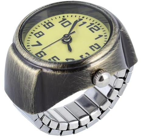 UKCOCO Fingeruhr, Retro, Damen, Quarz, Retro, Ring, Vintage, Schmuck, Analog, Einheitsgröße, für Meetings und Partys