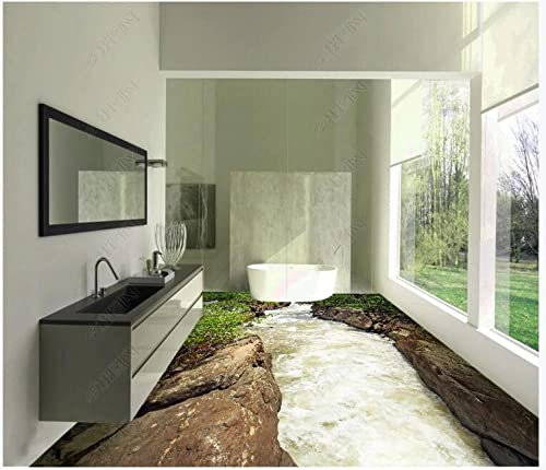Peinture au sol 3D Papier peint Mural Étanche Auto-Adhésif Chambre Salle De Bains Carrelage Autocollants Mur Rocky River 3D Naked Eye Floor-250 * 175Cm