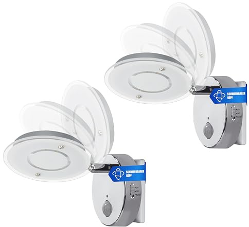 Trango 2er Set 2636-028 Sensor LED Nachtlicht *NITE* in Chrom mit Automatikfunktion direkt 230V mit Bewegungssensor I Sicherheitslicht I Steckdose Lampe I Wandlampe I Orientierungslicht I Nachtlampe