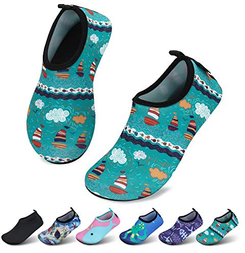 SAGUARO Niño Escarpines Niña Zapatos de Agua Bebe Neopreno Surf Antideslizantes Verano Barefoot Zapatillas Niños Running Deportes Acuáticos ColoridoVerde Gr.26/27