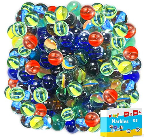 SOL 200pk Traditional Glass Marbles for Kids, Classic Cat’s Eye Design in Assorted Colours, Durable Toys for Indoor and Outdoor Games, Party Bag Fillers, Arts, Crafts and Creative Play for All Ages