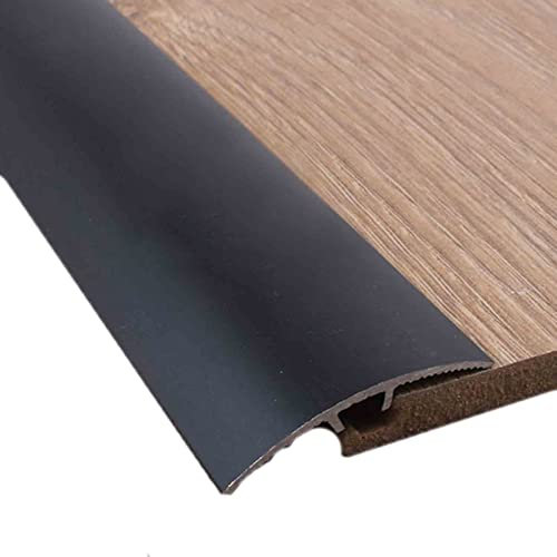 Aluminium-Teppichverkleidungs-Übergangsleiste, Schwellen-Reduzierstück für Haustüren, Flacher Trennstreifen für 0-3 cm hohe Fliesen/Holz (Color : Black, Size : 135cm/53.1in)