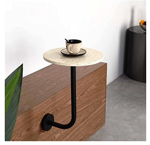 Meiiron Runder Bartisch, Freizeit-Wandtisch mit künstlicher Terrazzoplatte, nordischer, minimalistischer, an der Wand befestigter Kleiner runder Arbeitsplattentisch, kreativer Standsitz – 35 x 52 cm